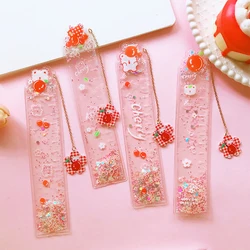 School supplies school accessories office gadgets Aesthetic Stationery Bookmark Cute Cherry Drawing Quicksand Ruler cute things