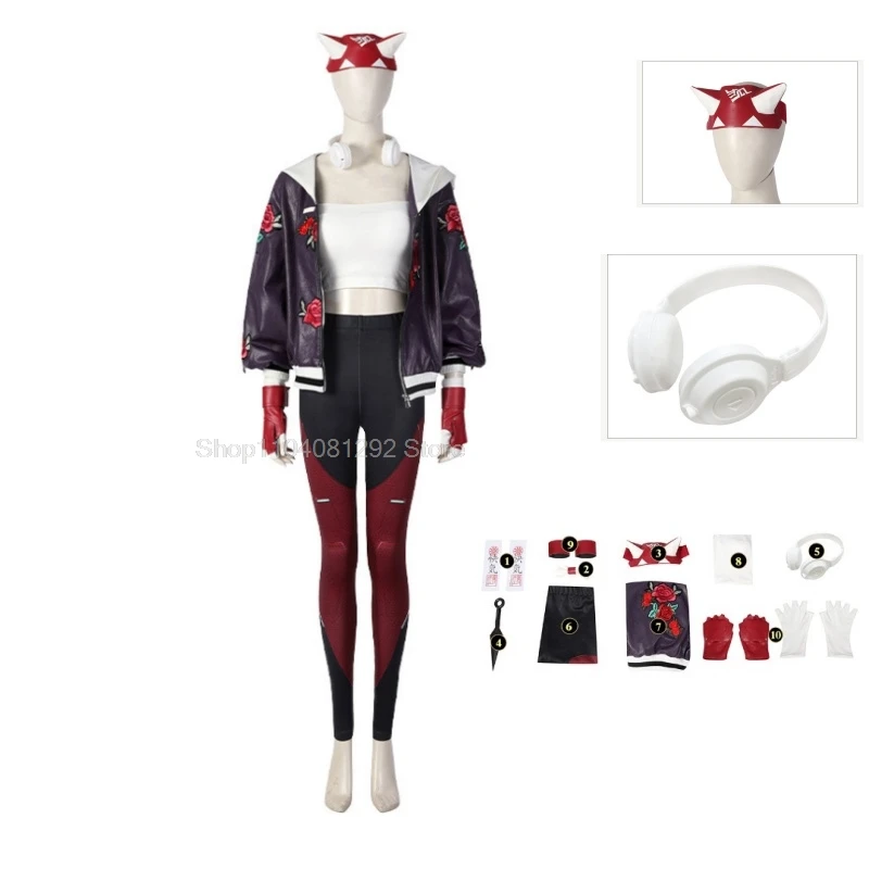 Overwatch 2 Kiriko Cosplay Costumes Skin Athleisure Coat Pants Women Suit Game Clothes Halloween Party Wig Props Uniform Set