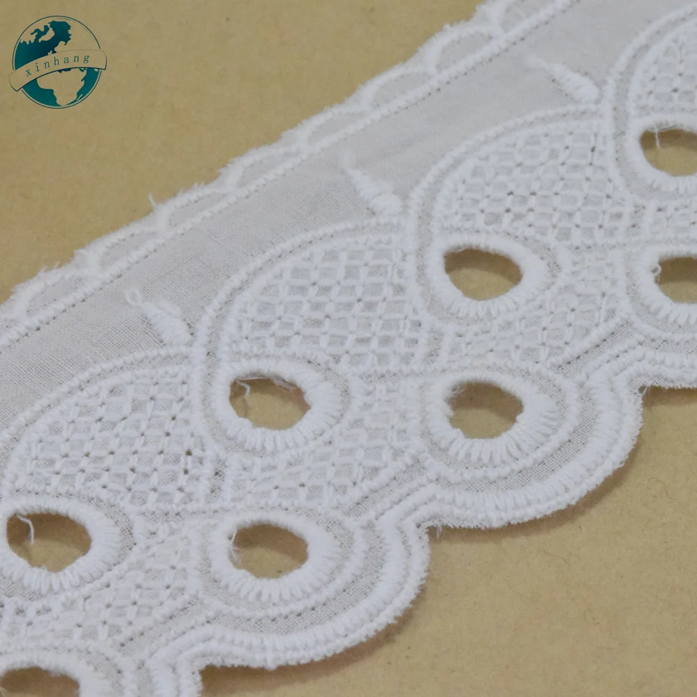 5.8cm Wide Embroidery White Lace 100% Cotton Fabric Sewing Ribbon Trim Wedding Dress DIY Dolls Colthes Curtain Accessories#4328