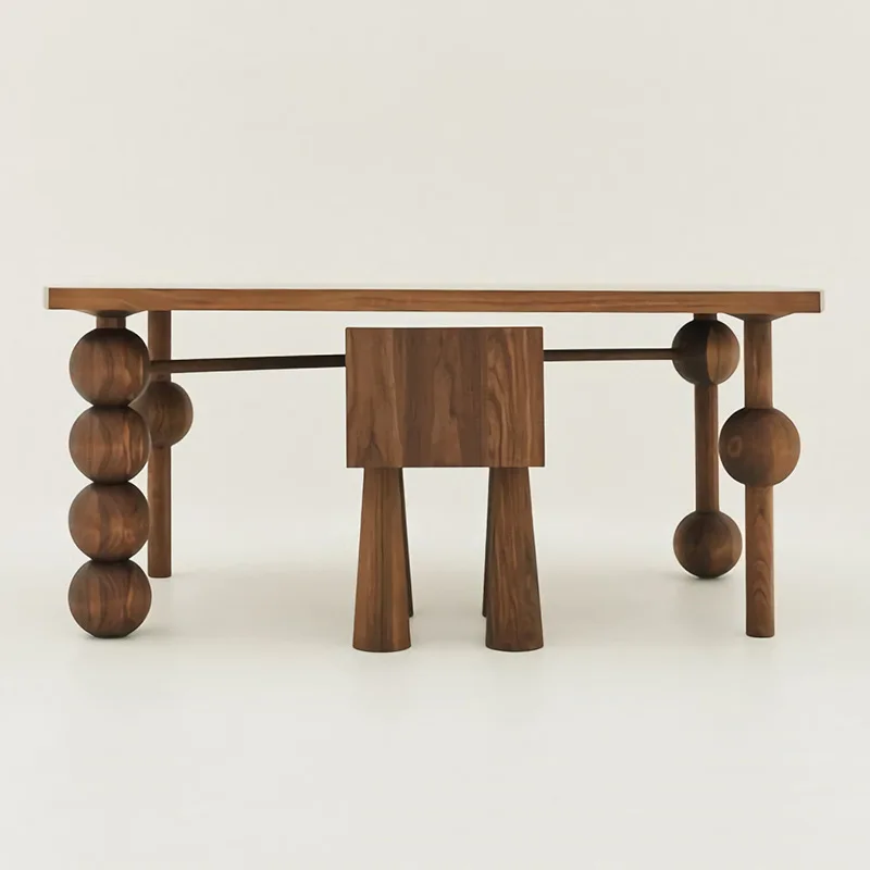 Medieval style solid wood dining table retro special-shaped foot table rectangular large board table B & B creative art