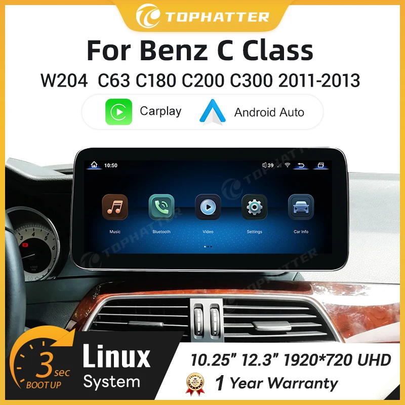 

Wireless Carplay Touch screen bluetooth For mercedes C Class W204 Linux Multimedia Player with Android Auto AirPlay Navigation