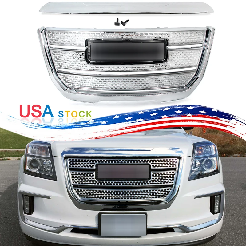 Chrome Front Upper Hood Molding Trim for GMC Terrain 2016 2017 SLE SLT Denali Front Bumper Grille Hood Trim Replace for 84026888