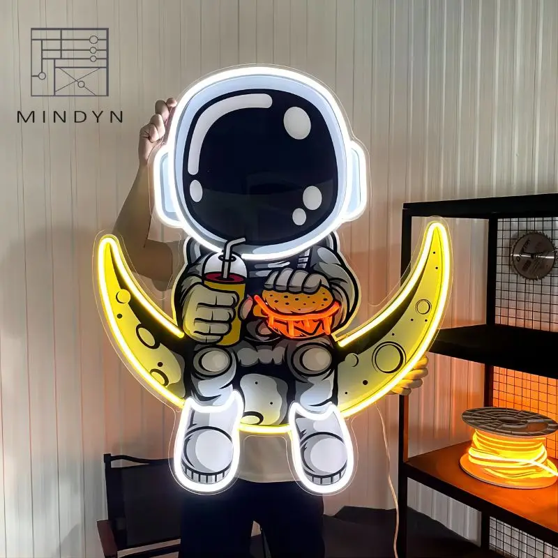 Custom LED Neon Sign Light Astronaut Hamburger Room Decoration Wall Art Business Signboard UV Print