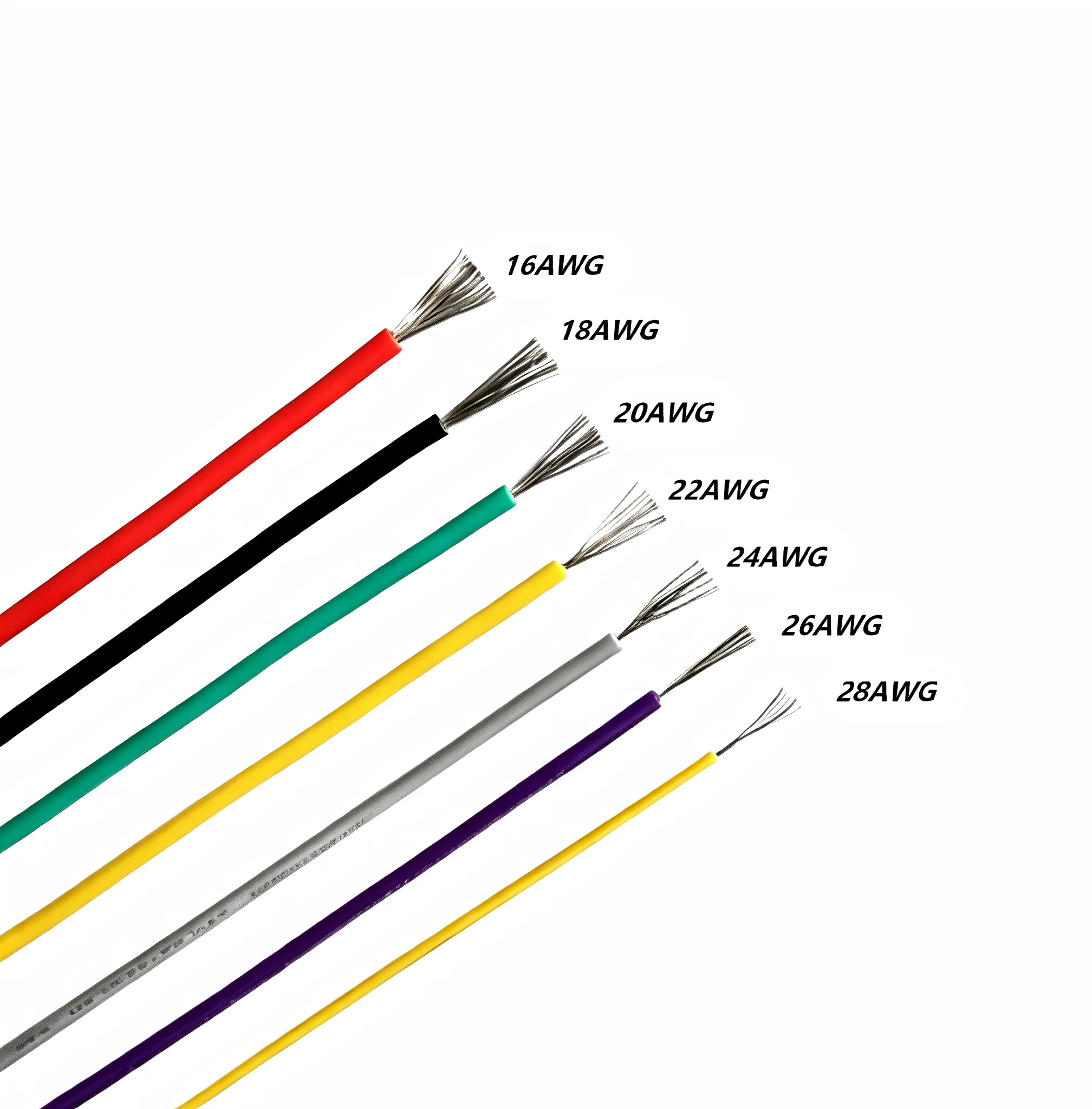 1M/5M/10M UL1007 PVC Tinned Copper Stranded Wire 16 18 20 22 24 26 28 AWG,300V 80°C Heat Resistant For Appliances & Lighting