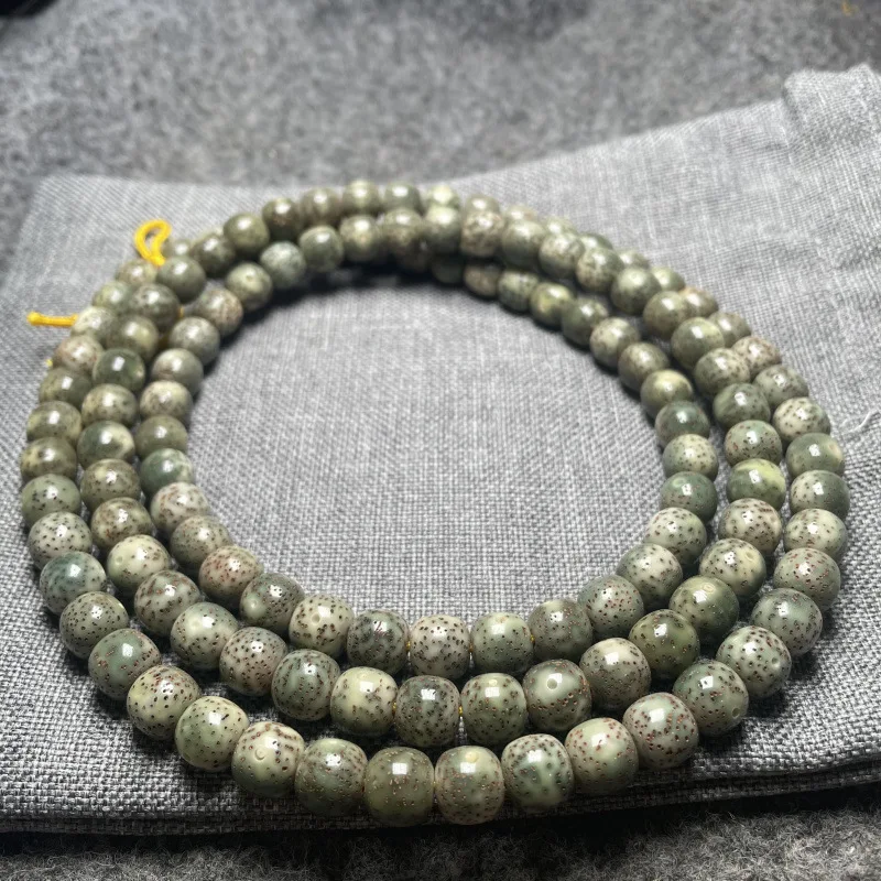 

Finishing Polish Natural Jade Xingyue Bodhi Stone Jade Material Green Leather Bodhi for the First Lunar Month Barrel Beads108Sho