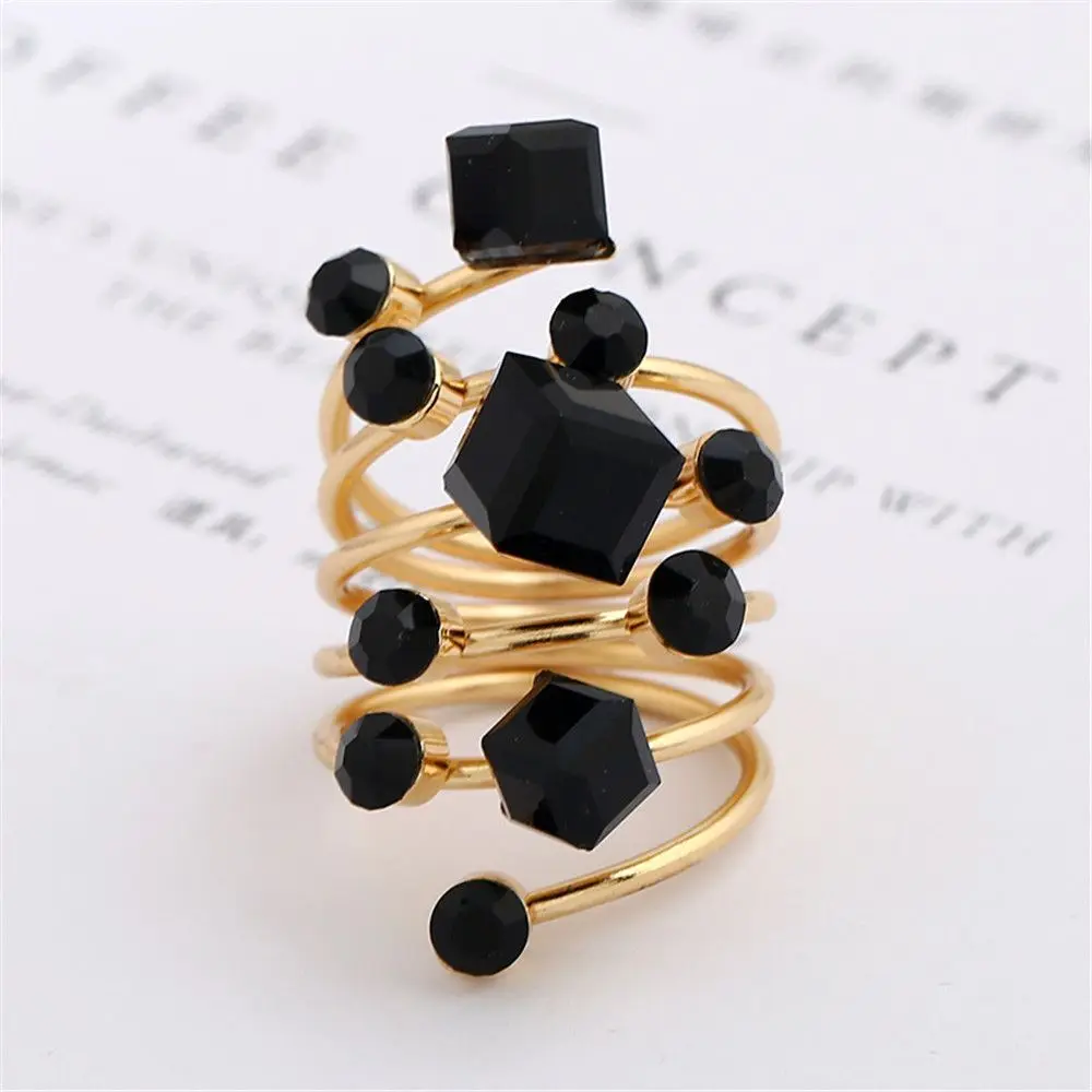 Vintage Rhinestone Opening Ring Knuckle Finger Geometric Rings For Women Punk Statement Party Jewelry Irregular Charm Ring