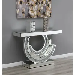 Home Decors Living Room Furniture Modern Style Sparkly Crushed Diamond Mirrored Console Tables For Hallway Entryway