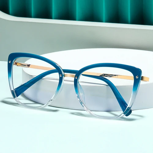Gafas cuadradas con bloqueo de luz azul para mujer, montura de gafas a la moda TR90, gafas de protección contra la radiación, gafas transparentes 2076