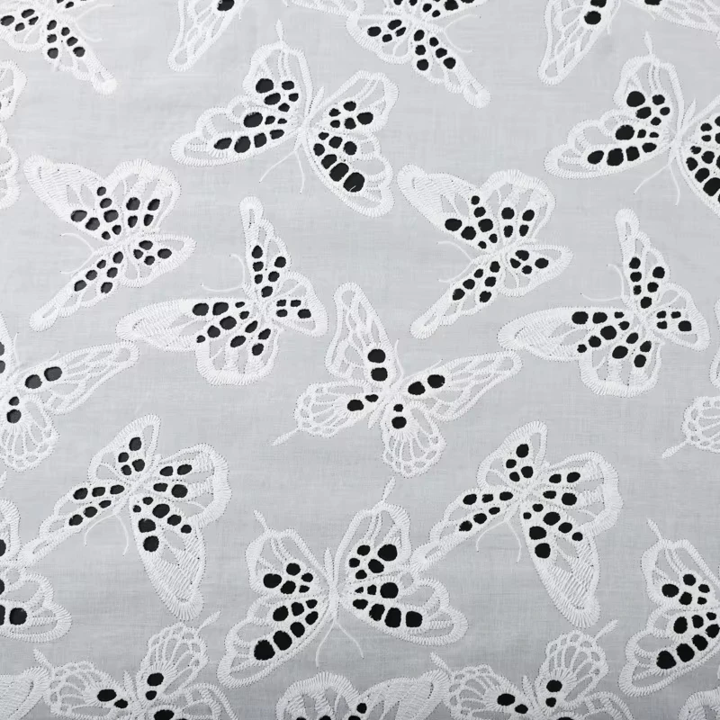 

100% Cotton Embroidered Lace Fabric Water Soluble Hollow Small Flower for Sewing Dress Clothes DIY Handmade Crafting Cloth