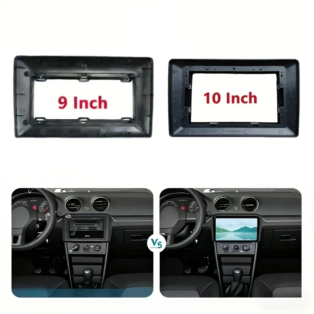 9/10 Zoll 2Din Autoradio-Einbaurahmen für VW Volkswagen Skoda Seat Universelles Auto-Stereo Armaturenbrett-Blende Verkleidung Frontplatte – Detail 4