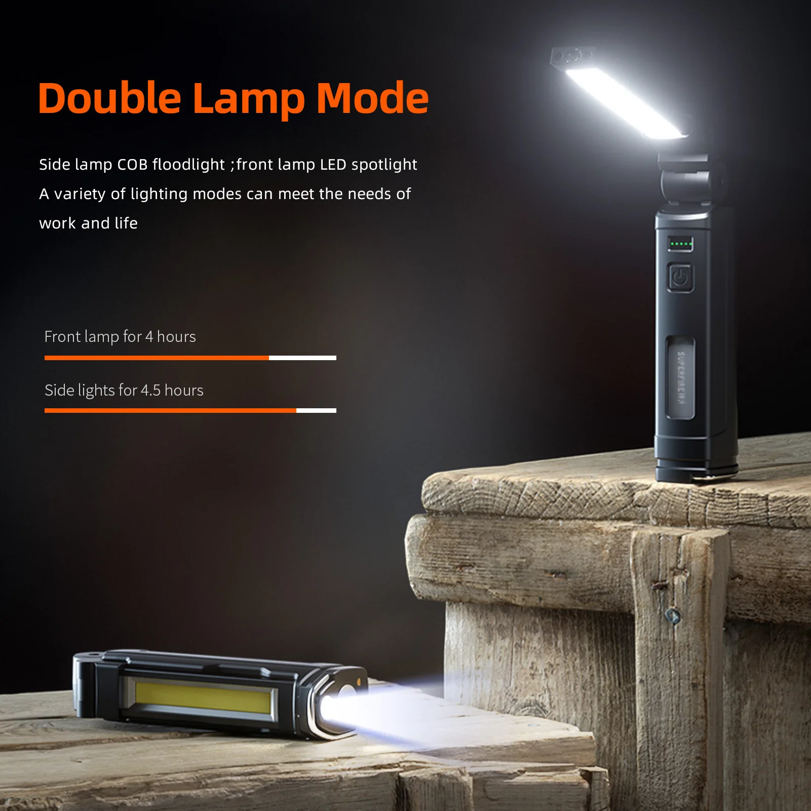SUPERFIRE G16-S COB LED Work Light USB Rechargeable Magnetic Flashlight Folding Lantern Camping Emergency Car Repair with Hook