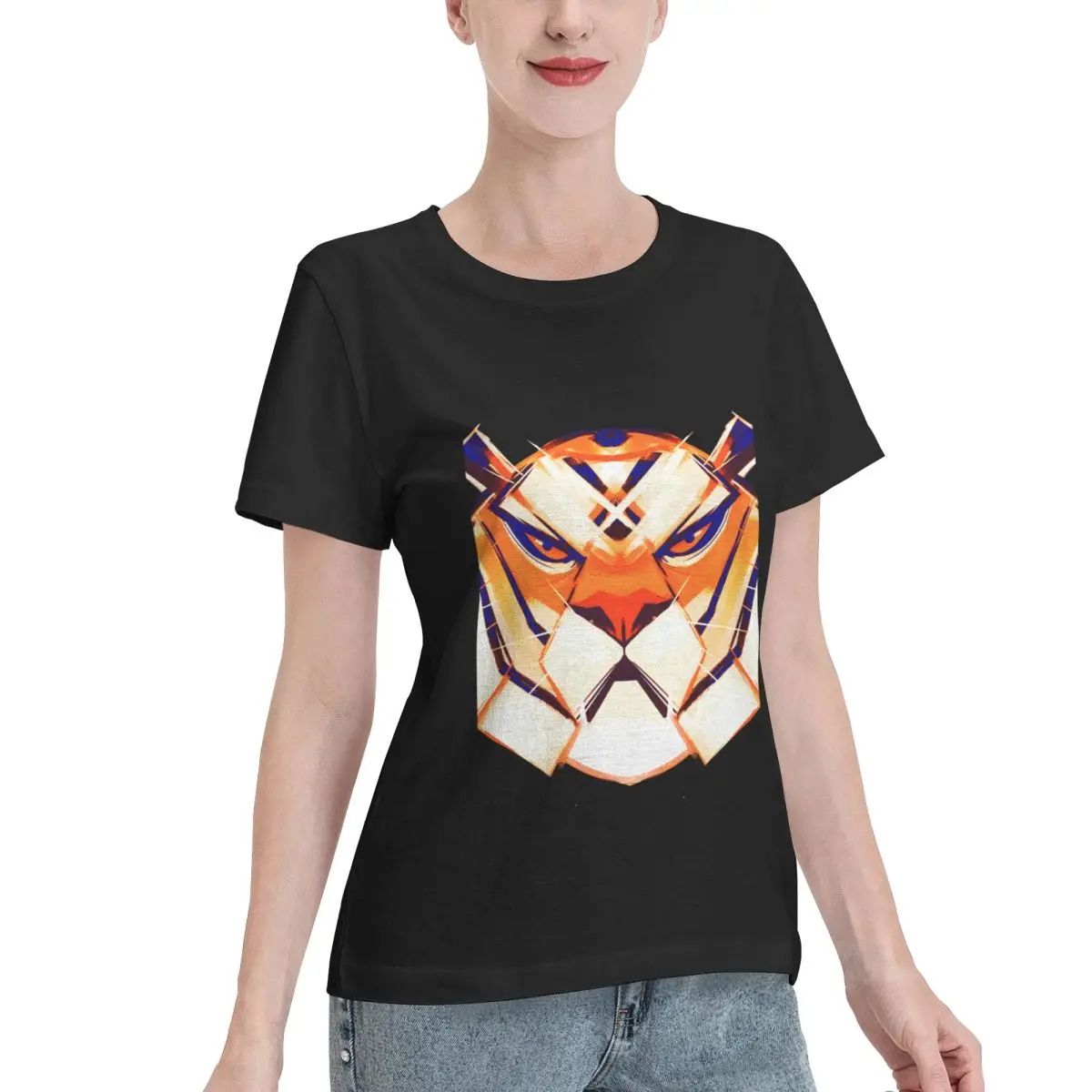 Clearance Tiger Women's T-shirt Punk College Girls Top