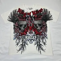 Xzavier-Camiseta gótica con esqueleto de rey Y2K, ropa de calle con plumas de grafiti, Tops estéticos góticos desgastados con estampado completo, estilo hip hop