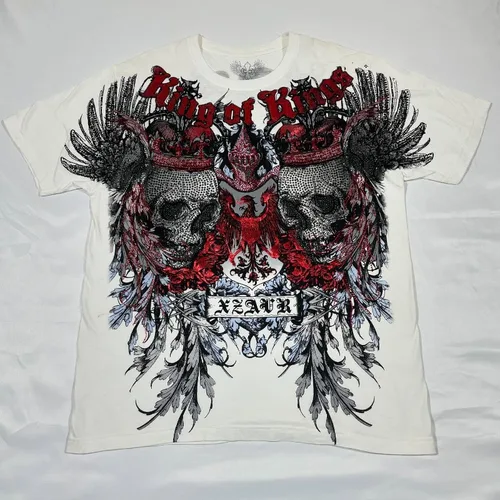 Xzavier-Camiseta gótica con esqueleto de rey Y2K, ropa de calle con plumas de grafiti, Tops estéticos góticos desgastados con estampado completo, estilo hip hop