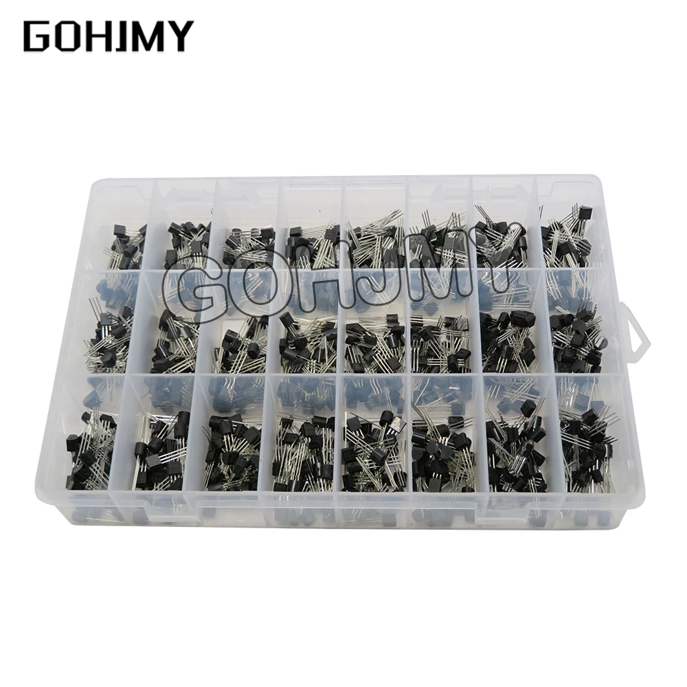 24Values 840PCS TO-92 Transistor Assortment Kit BC327 BC337 BC547 Transistor 2N2222 3904 3906 C945 Transistors Pack