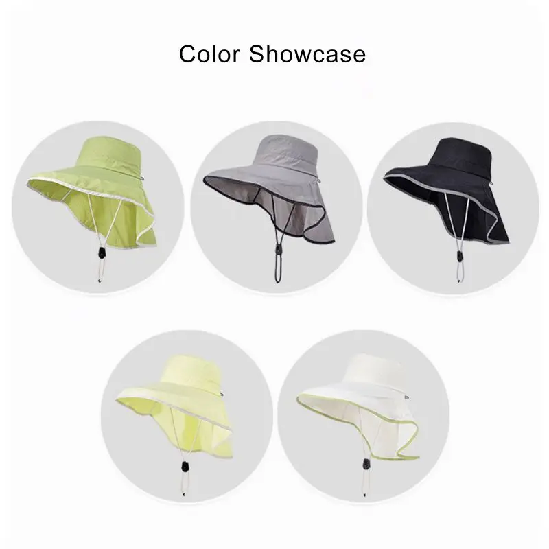 المرأة طوي Sunhat الصيف واسعة حافة غطاء دلو مع الرقبة المشي لمسافات طويلة غطاء الأشعة فوق البنفسجية حماية قبعة الصيد الكبار تنفس Sunhats