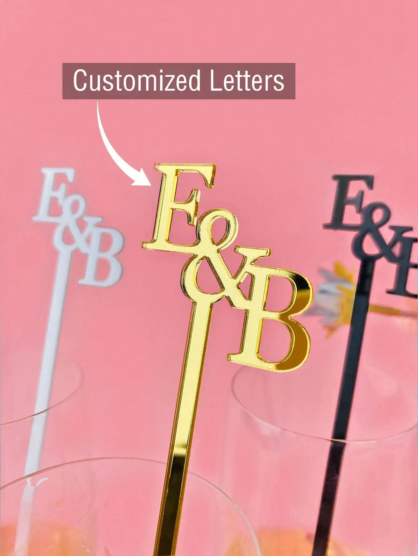 Personalized Acrylic Cocktail Stir Sticks, Wedding Cocktail Sticks, Custom Laser Cut, Can Be Used As Beverage Labels, Glassware Decorations, Glassware Charms, Stir Stick Decorations, Easy To Clean