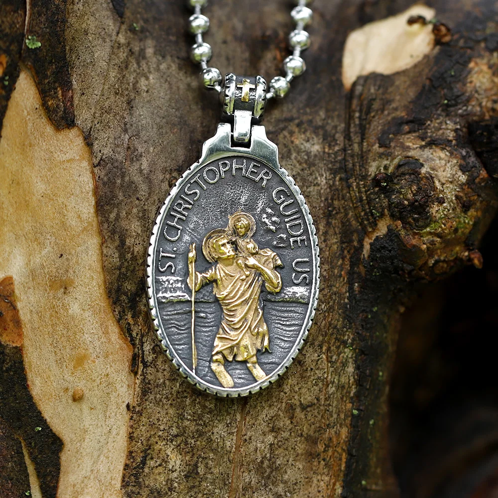 سلسلة قلادة مستديرة للرجال ، قديس المسافرين عبر الزمن ، رئيس الملاك مايكل ، مجوهرات الفولاذ المقاوم للصدأ 316L ، راعي جديد