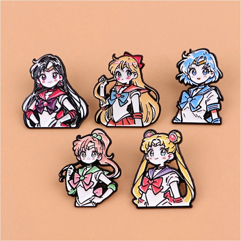 Cartoon Anime Brooches For Women Kawaii Enamel Pin Fashion Metal Badge Jewelry Clothing Backpack Accessories Girls Gift