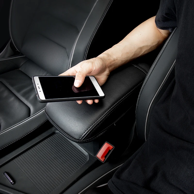 Car Armrest Box Cover Leather Case For Volkswagen VW Tiguan MK2 2016 2017 2018 2019 2020 2021 2022 2023 Allspace Accessories view 5