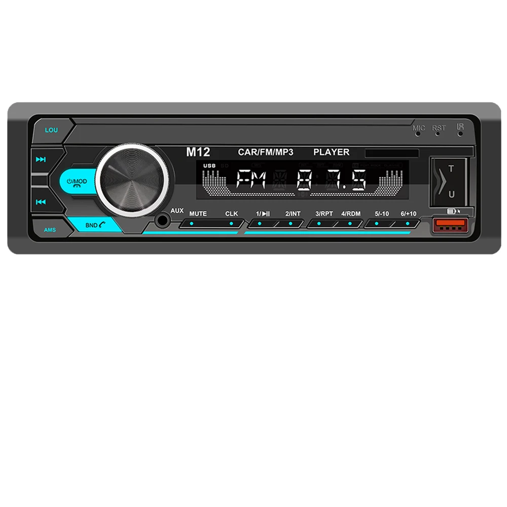 

M12 Car Radio MP3 Bluetooth Player 7 Colors Digital Car Stereo Radio Player FM Audio Music USB/SD with In Dash AUX Input