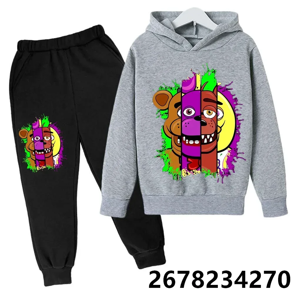 Kids Clothes Five Nights At Freddys Children Hooded Set Sweater Anime FNAF Hoodie Cartoon Long Sleeved Spring Autumn Sweatshirts