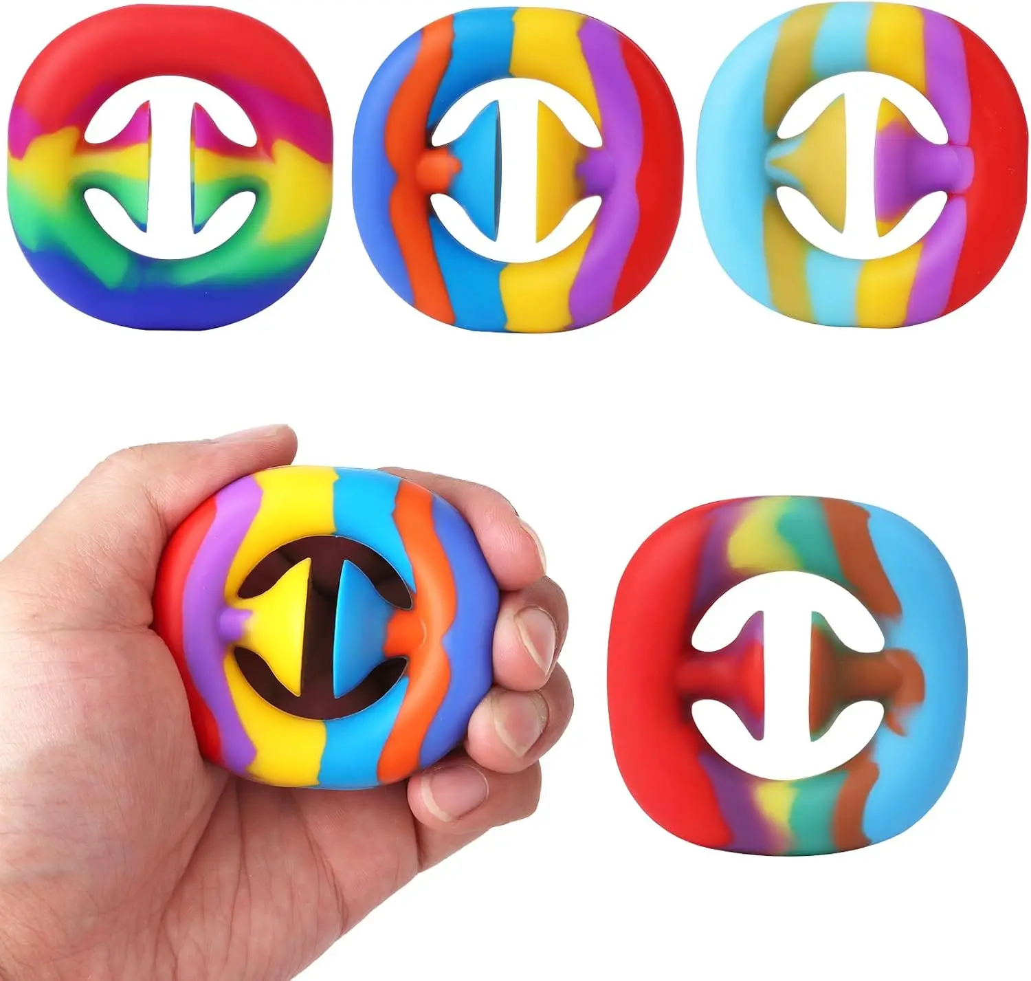 

4 Pack Stress Relief Snapper Fidget Toy,Hand Grip Squeeze Grab Snap Sensory Toys, Party Popper Noise Maker Gift, Stress Relief Desk Office Gadget Novelty Finger Toy（Multicolor-Random Color）