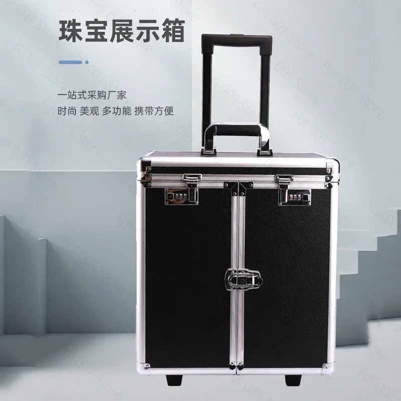 Exhibitors' portable jewelry is stored in luggage case's large-capacity drawer-type multi-layered wheeled jewelry luggage belt c
