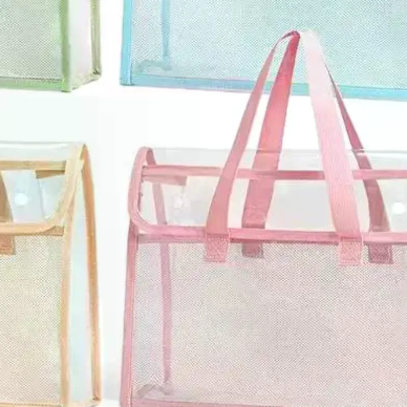 1Pcs Thickened Waterproof PVC Student File Bag Transparent Large Capacity Handheld Storage Bag For Exams A4 Square Shape