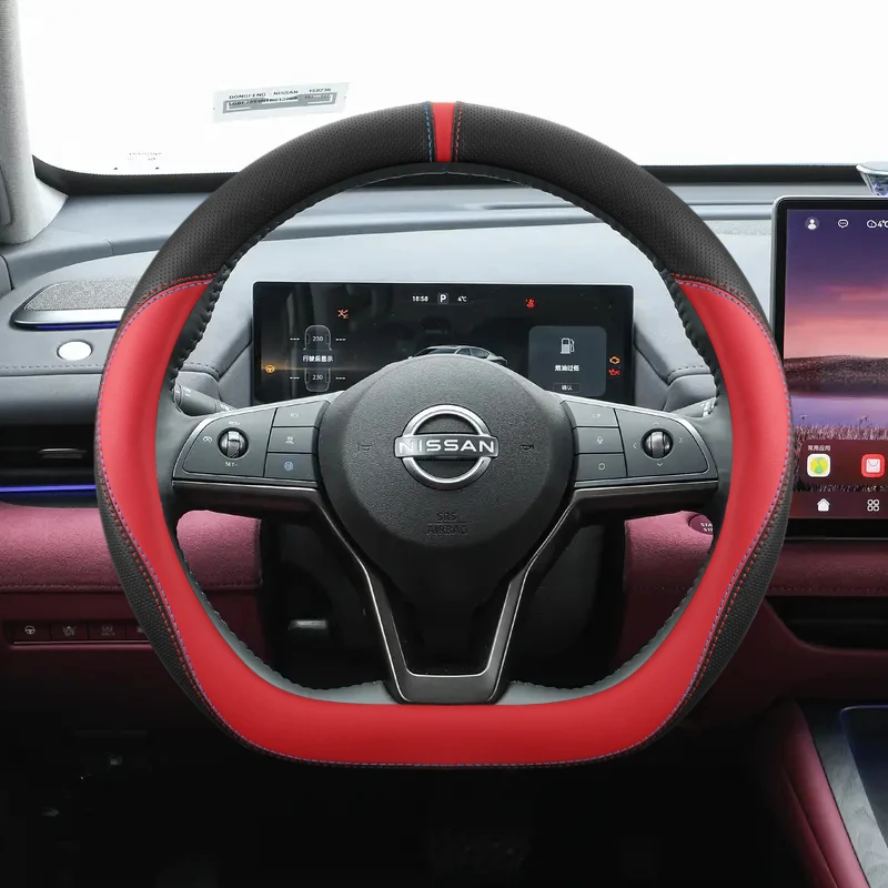 Car Steering Wheel Cover Leather For Nissan Sentra Versa Kicks Qashqai X-Trail Juke Terra 2022 2023 2024 2025 2026 Accessories