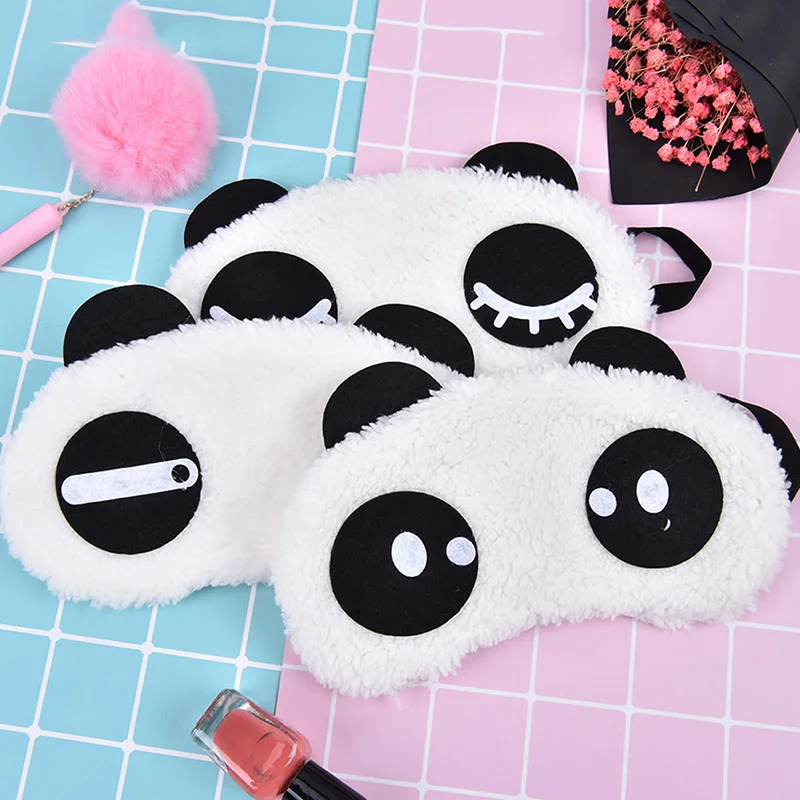 1pc Cute Design Fashion Plush Panda Face Eye Mask Travel Sleeping Soft Eyeshade Eyeshade Portable Sleeping Cover