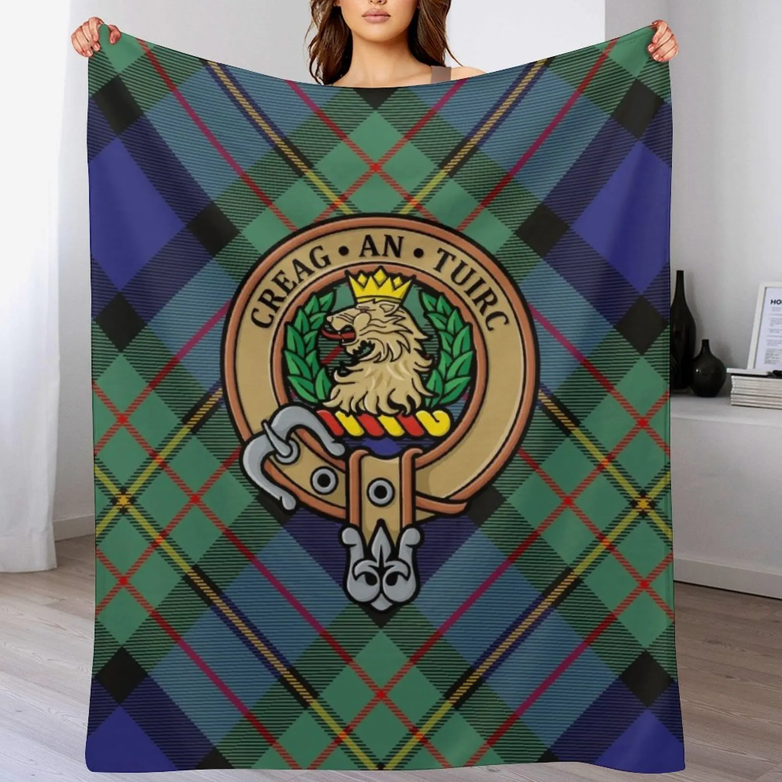 

Clan MacLaren Crest Throw Blanket sofa bed blankets and throws Blankets