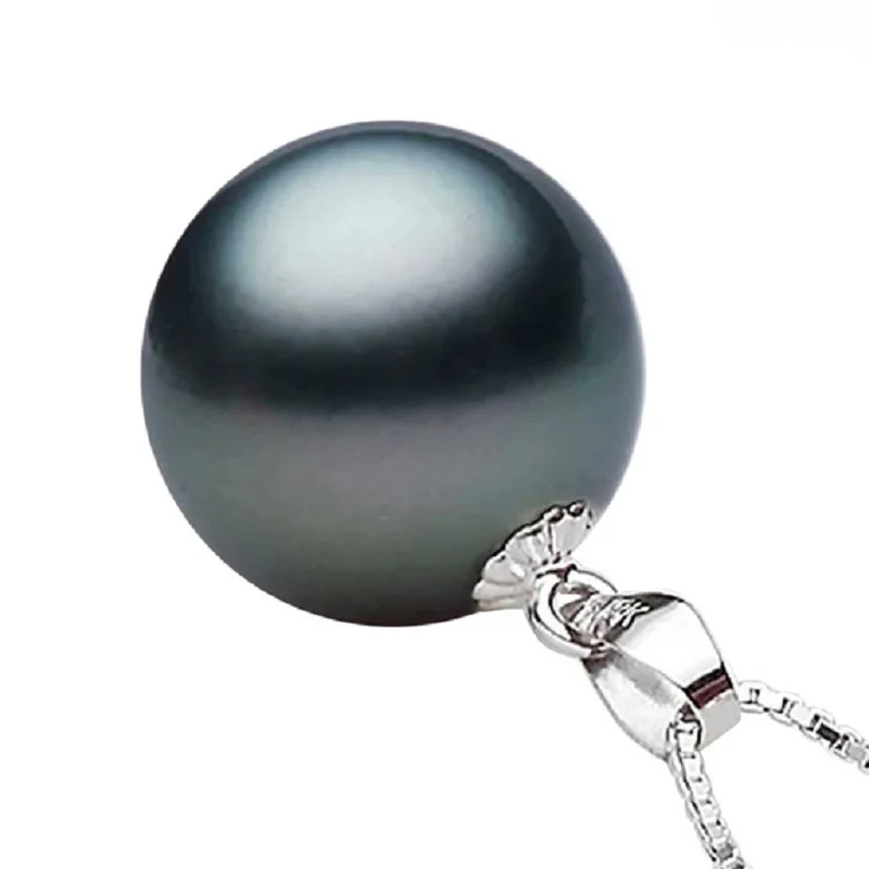 

14-15mm Natural Black Round Pearl Pendant for Women Jewelry Pendant