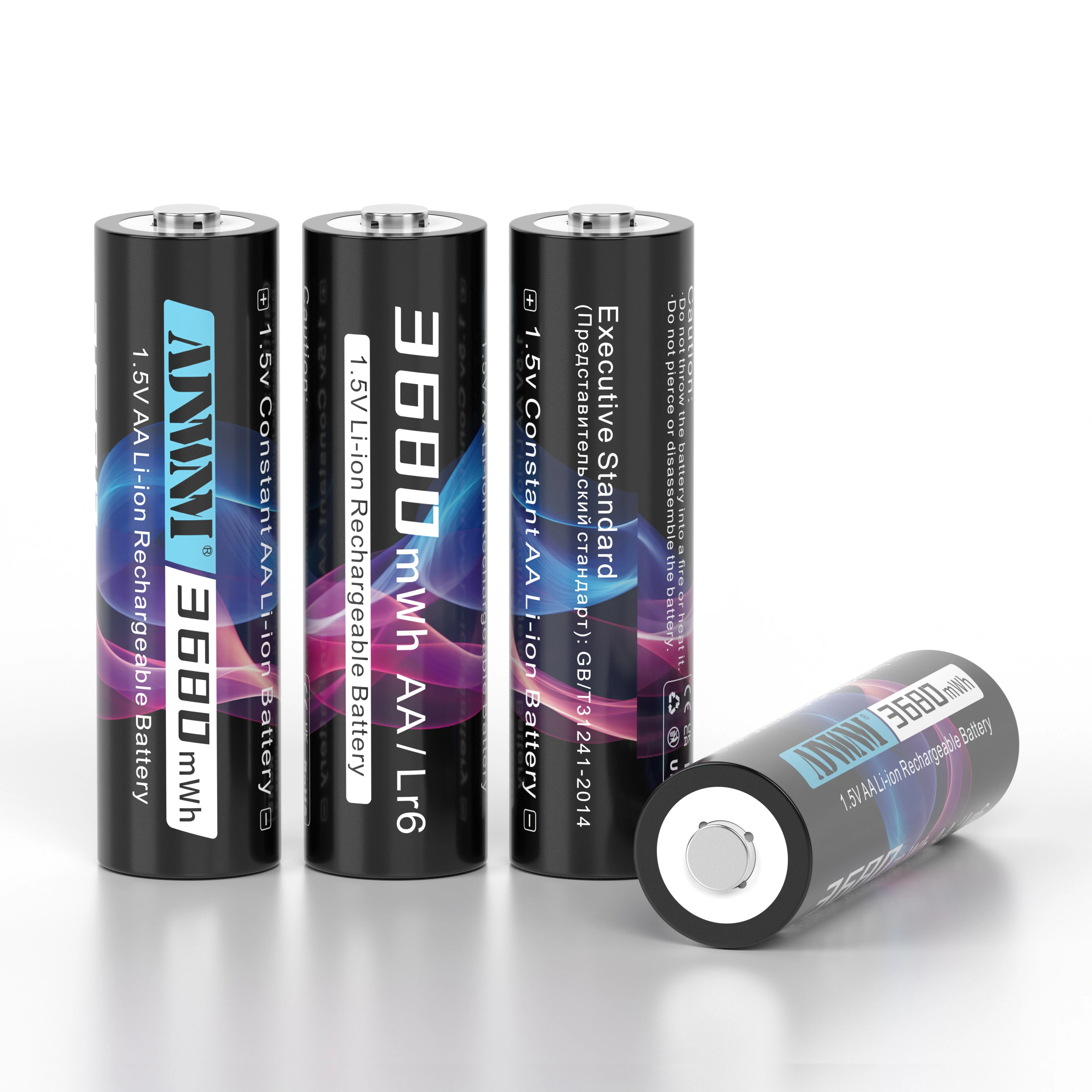 Rechargeable AA Lithium Battery R6 Batteries with 8 Slots, LCD Smart Charger, 3680mWh, 1.5V, Li-ion, High Capacity