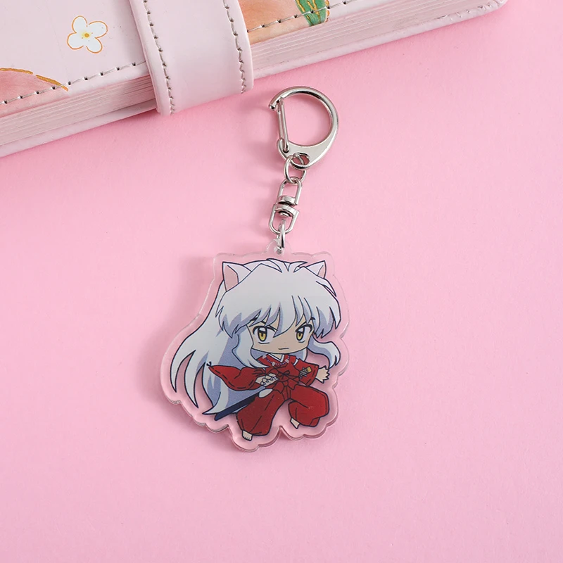 Inuyasha  Anime Lilo and Stitch Pendant Keychains Holder Car Key Chain Key Ring Mobile Phone Bag Hanging Jewelry Gifts