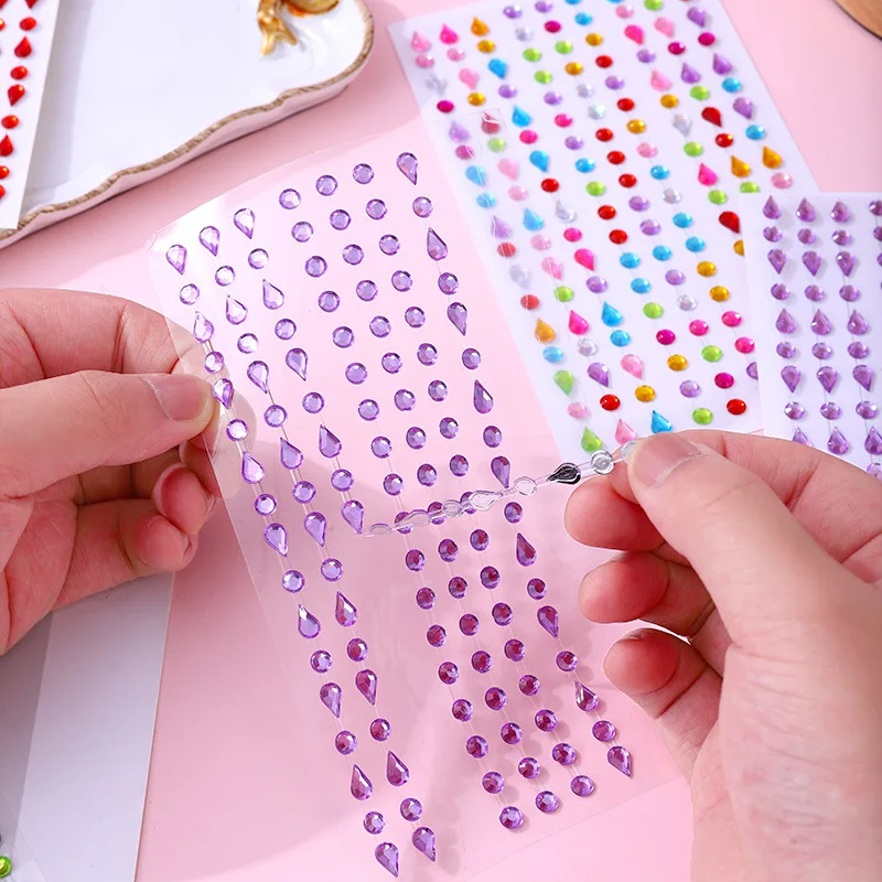 Hot Selling Teardrop Face Gems Stickers Self Adhesive Acrylic Rhinestones for Festival Rave Party Makeup Eye Face Decoration view 4