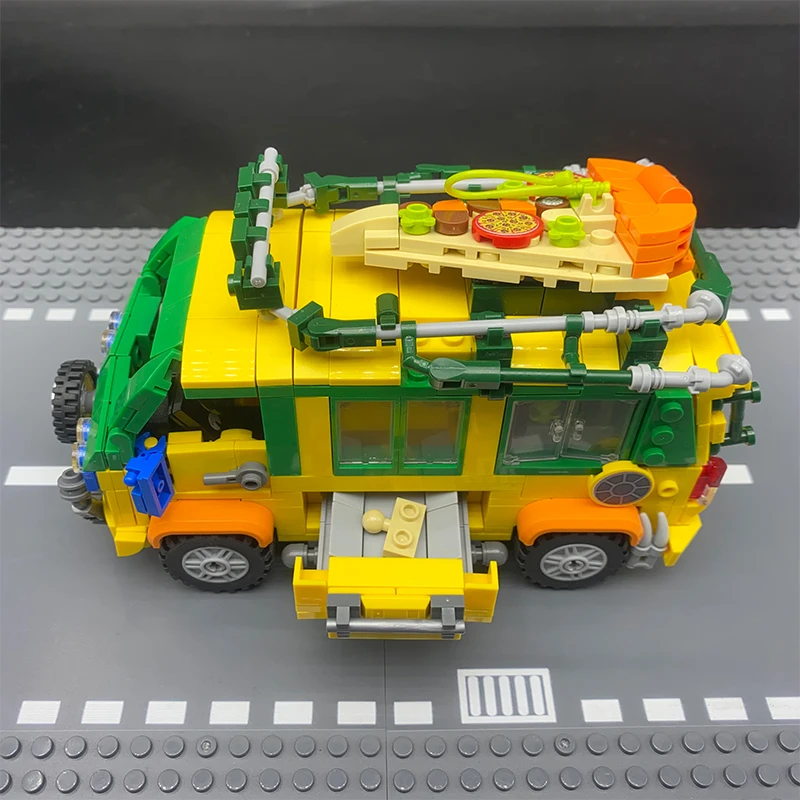 City Turtles Pizza Truck Building Blocks Set for Boys Adutls Anime Figures Ninja Construction Set Collection Toys Kid Xmas Gift