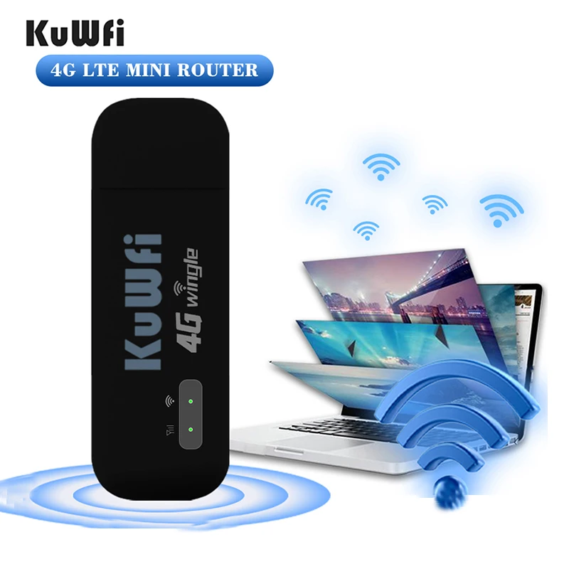 KuWFi 4G Wireless Router USB Dongle 150Mbps USB Modem Stick Mobile Broadband Sim Card Wireless WiFi Adapter 4G Card Router Home