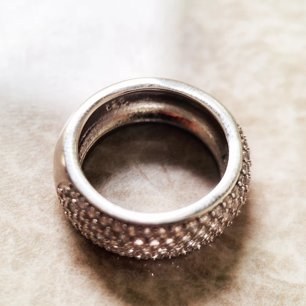 White CZ Pave Band Ring Europe Style Glam Fine Jewerly For Girls Women Gift In 925 Sterling Silver