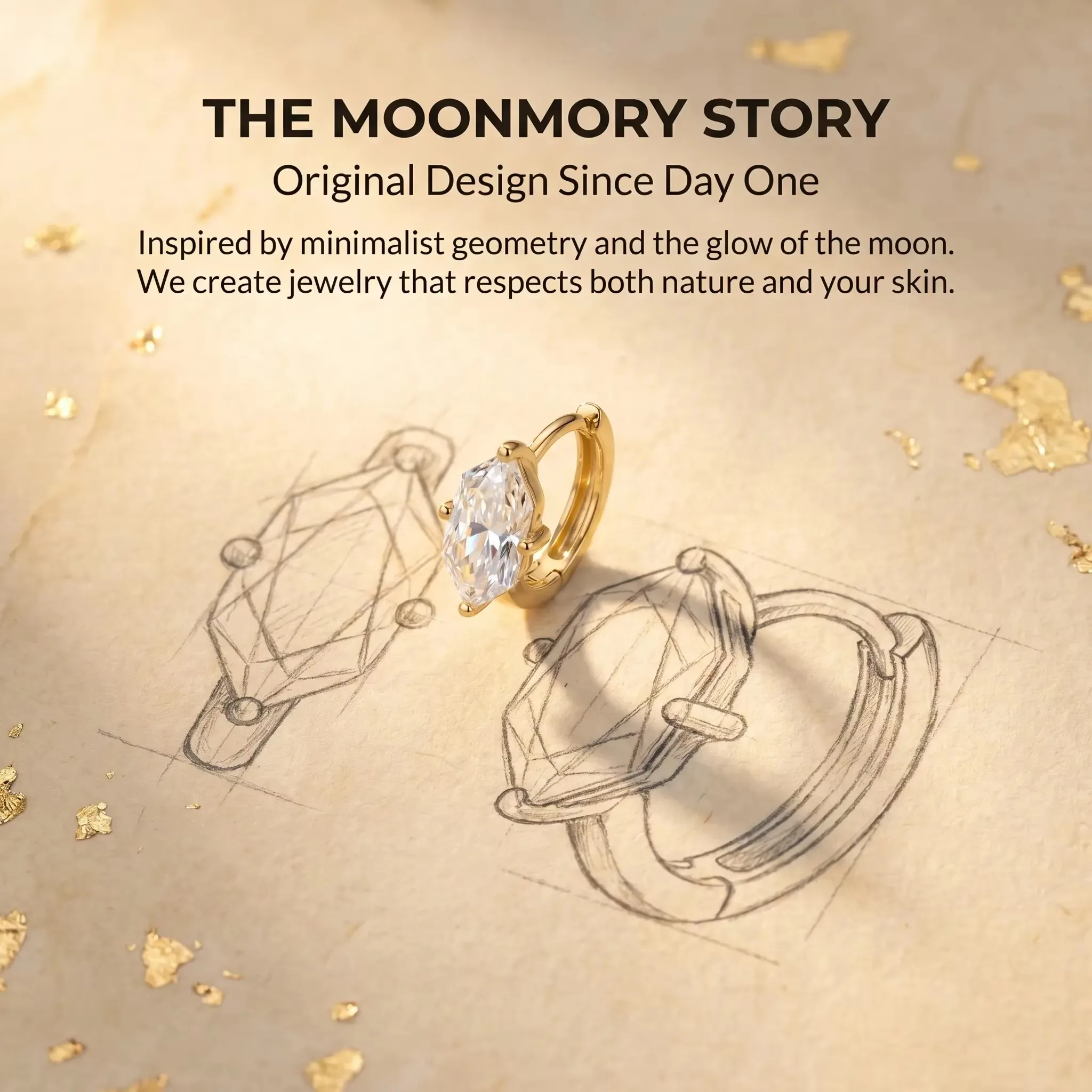 Moonmory, schlichte, modische Ohrringe im Marquise-Schliff, aus Messing, als Creolen für Damen, 14 Karat vergoldet, ovale Birnenohrringe, Geschenk zum Muttertag. – Detail 30