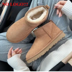 NO-LOGO echte schapenvachtwol, klassieke mini-snowboots van schapenvacht, kastanje casual warme laarzen voor damesplatformlaarzen