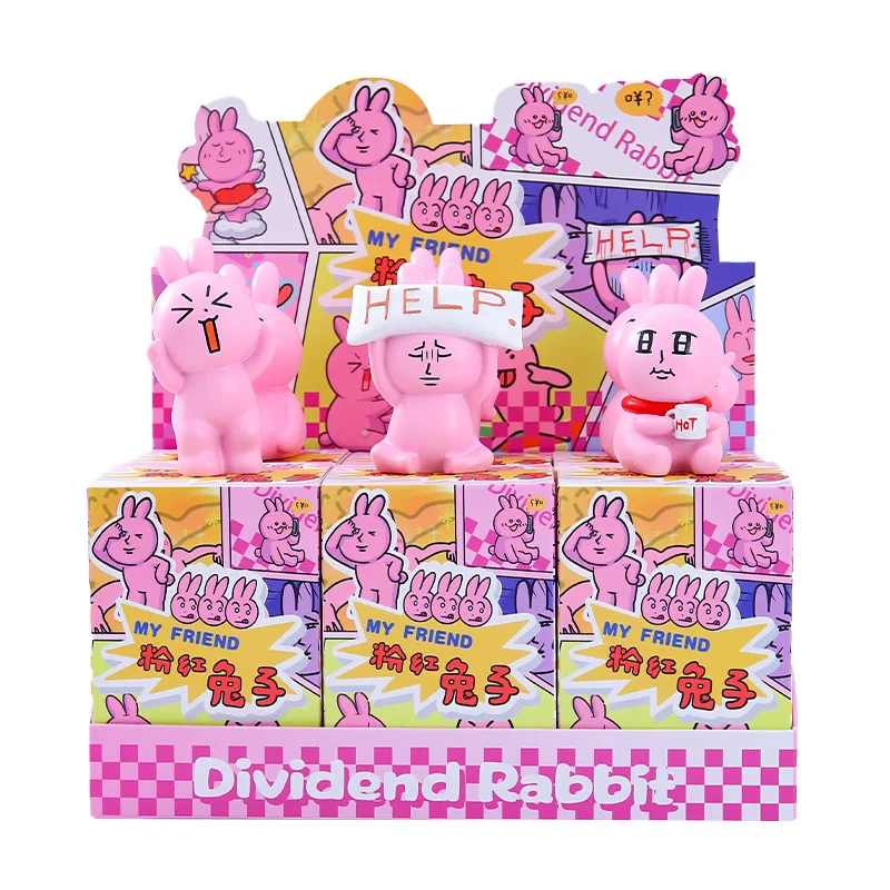 Pink Rabbit My Friend Rabbit Series Funny Anime Figure Caja Misteriosa Kawaii Guess Bag Kawaii Toys for Girls Birthday Gift