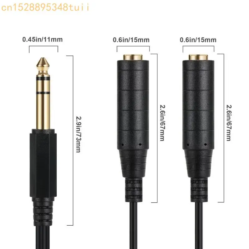 Y4QF 2x6.35 mm 1/4 "à 6,35 mm Microphones masculins Microphones Sound Converters Adapters Cable