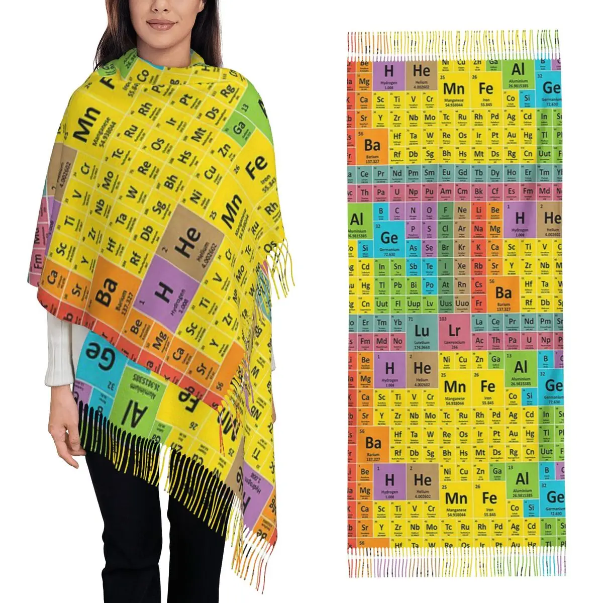 

Элементы периодической таблицы, образовательный шарф, шарфы с кисточками для женщин, мягкие теплые шали и накидки, большая осенне-зимняя шаль