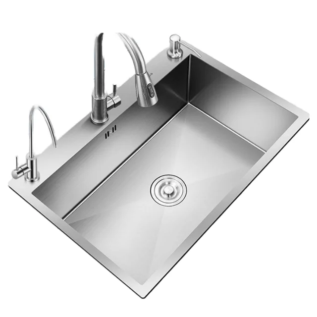 Rectangle Square Shape Multifunctional Faucet-Free Brass One-Hole Design Modern Stainless Steel Single Double Bowl Kitchen Sink