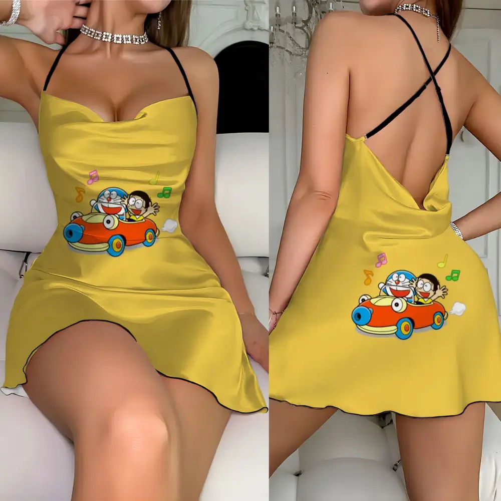 Summer cute sexy dress Elegant party dress for women pure sex style Doraemon element print Fashion summer ladies