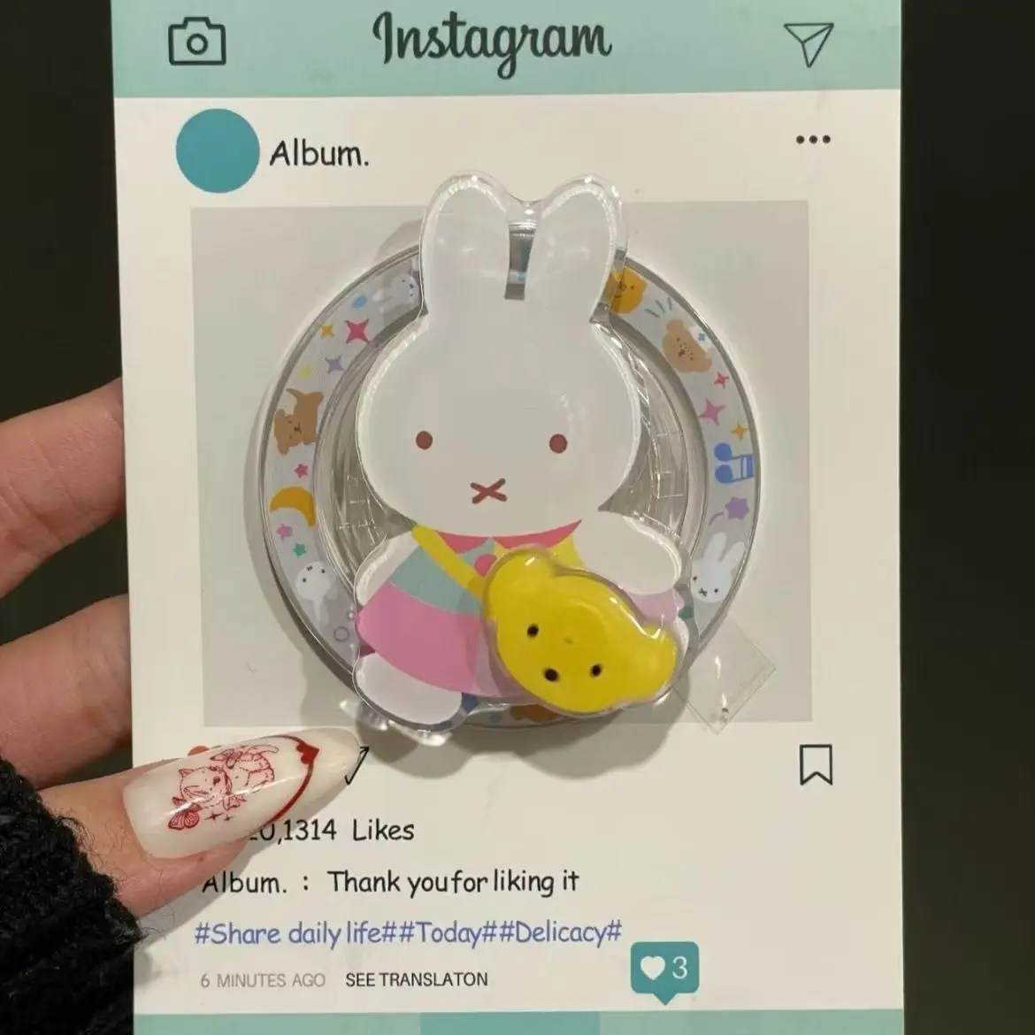 Miffy Rabbit Phone Case Magnetic Bracket for MagSafe Rotating Expandable Airbag Telescopic Grip Strong Hold Finger Support Gifts