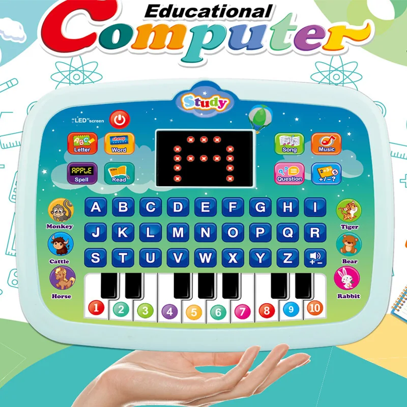 Kids Tablet Multifunctional English learning machine with LED Screen Early Development Interactive Electronic Toy for Boys Girls