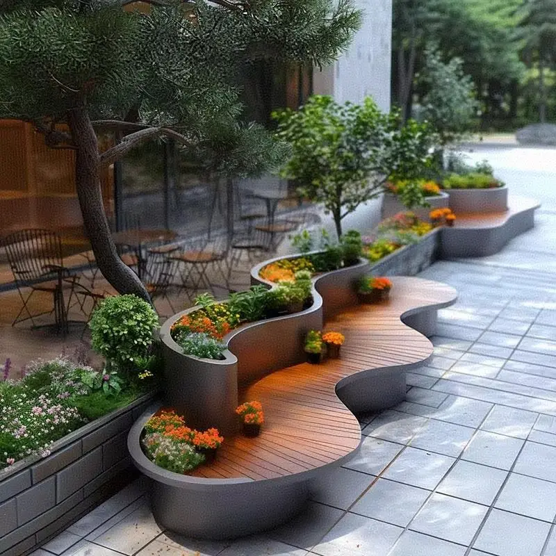 في الهواء الطلق فيلا فناء صندوق زهور مقعد مزيج مربع الترفيه كرسي انتظار البلدية زهرة فتحة زهرة