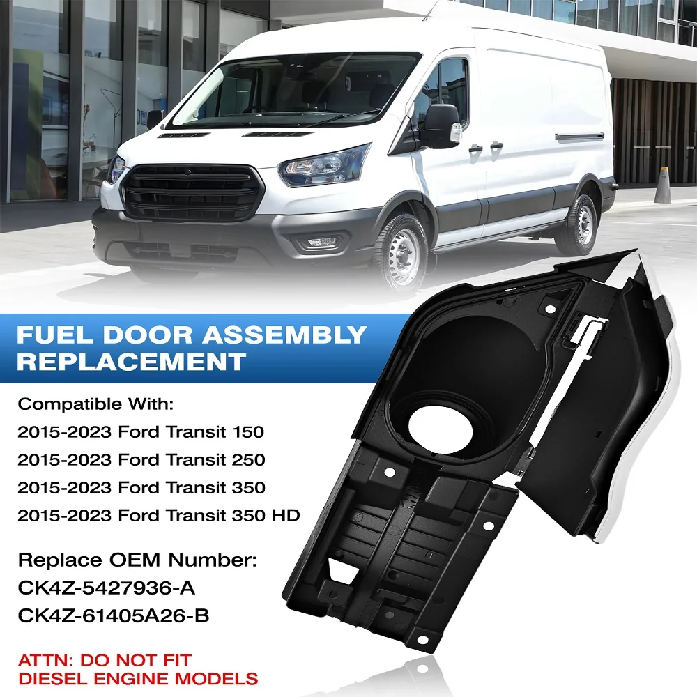 Car Fuel Filler Tank Housing Cover & Flap Cap for Ford Transit 150 250 350 350HD 2015 2016 2017 2018 2019 2020 2021 2022 2023